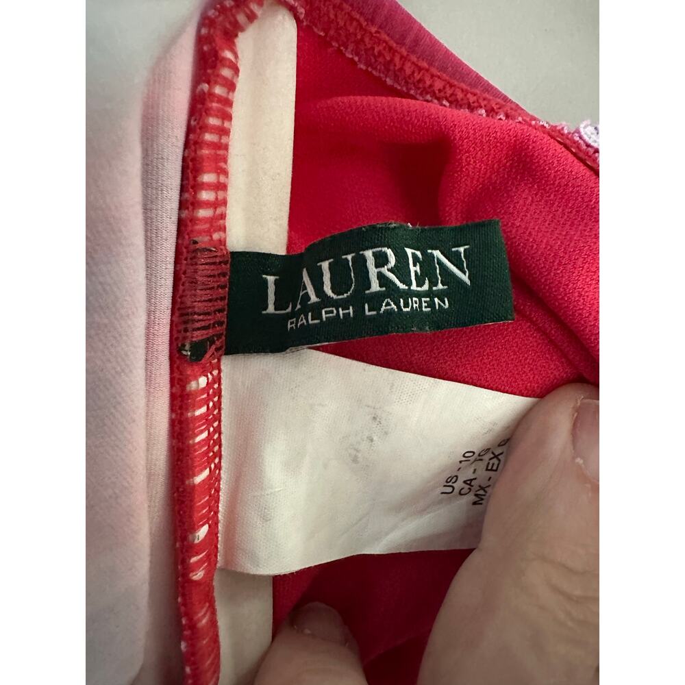 LAUREN RALPH LAUREN Pink Multi Ombre Ikat Bandeau Tankini Two-Piece - Sz 10 - Picture 9 of 12